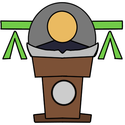 a figure standing at a wooden lectern with a silver seal on it. from a silver chevron resting on top of the lectern, like an open book, a grey circle surrounds the figure's head. behind them at head height is a green line, with green arrows pointing up to it.